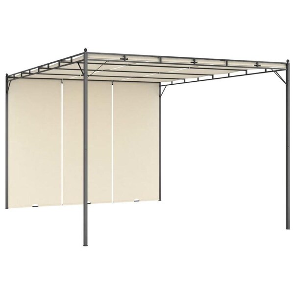 Garden Gazebo with Side Curtain 4x3x2.25 m Cream vidaXL
