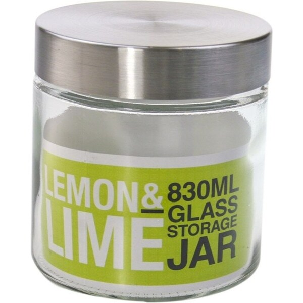 2 X Screw Top Storage Kitchen Glass Jars 830ML STAINLESS STEEL LID Cookie Jar