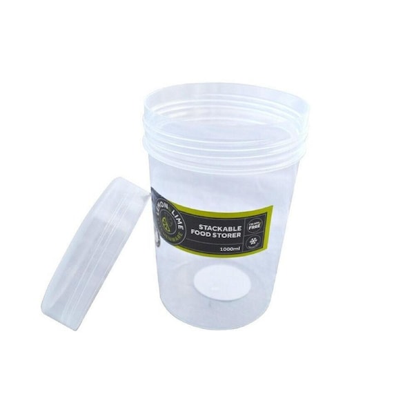 12 x 1000ml Screw Top Stack-able Plastic Food Storage Container Box Tubs Lid BPA Free