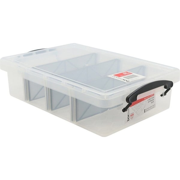 6 x 6L Clear Plastic Storage Box with Removable Dividers Containers Bin Tubs fww