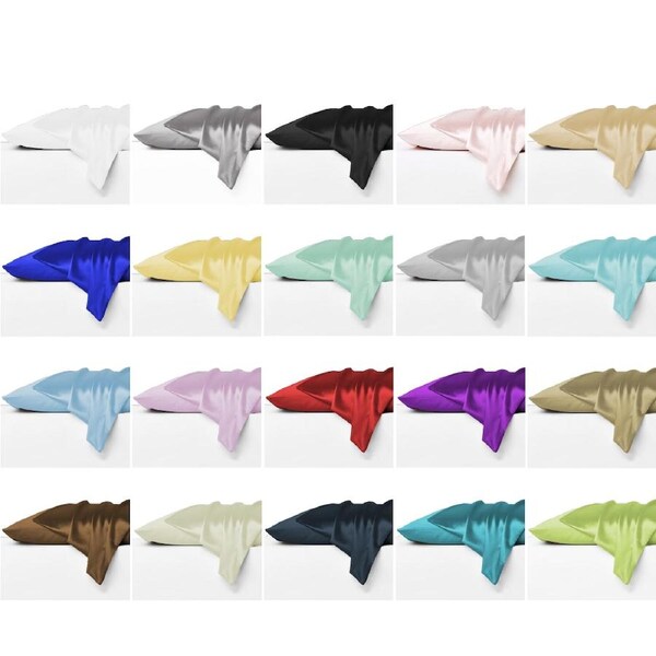 Set of 2 Luxor Crown Mulberry Silk Pillowcases in 20 Colours Aqua