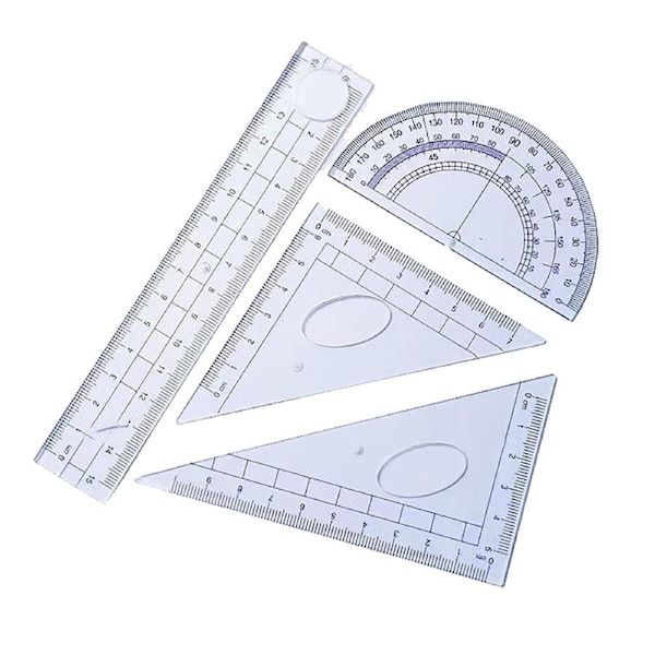4pcs Math Drafting Drawing Sets Square Triangle Ruler Protractor