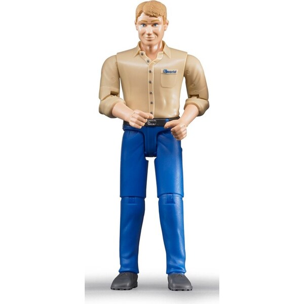 Bruder Bworld Blonde Hair Light Skin Man Blue Jeans Figurine Kids Toy 4y+