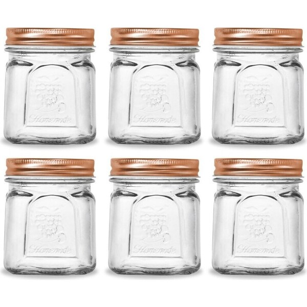 6PK Lemon Lime Square Modena 225ml Glass Jar Kitchen Storage Container Clear
