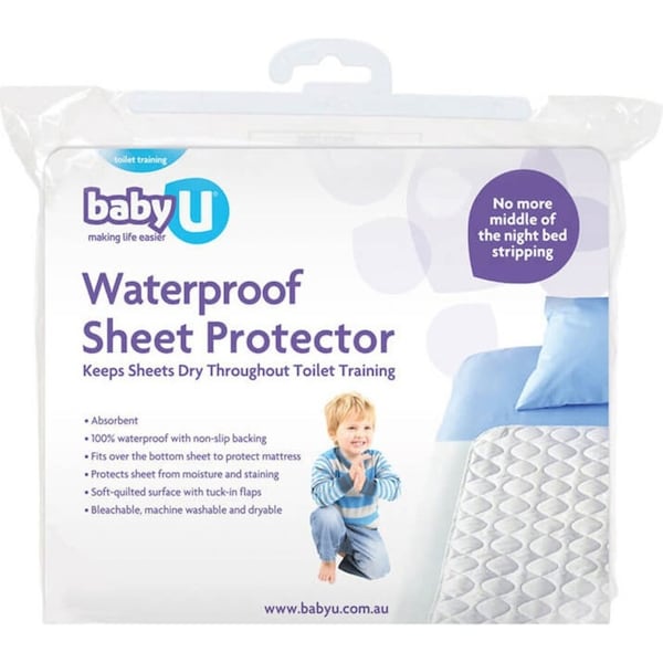 Baby U Waterproof Sheet Protector Nursery Bedding Cover Cotton for Single Bed WH
