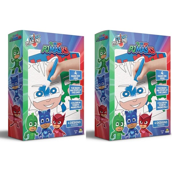 2x Colour Mazing PJ Masks w/ Magic Ink Pens Kids/Children Interactive Art/Crafts