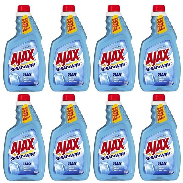 8x Ajax Spray Wipe 500ml Glass Anti-Fog/Anti-Scratch/Anti-Streak Cleaner Refill
