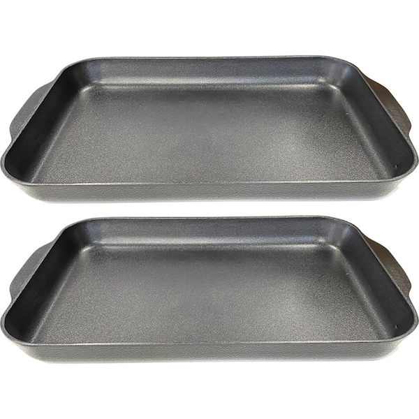2x Extra large 43x30cm Non-Stick Shallow Roasting Pan/Oven Baking Tray w/Hanndle