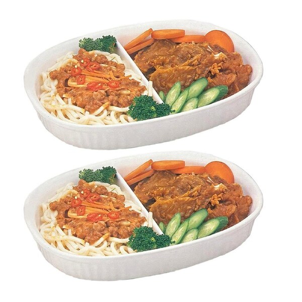 2x Oval 32.2cm Ceramic Oven & Microwave Divided Dish Pan/Oven Baking/Baker Tray