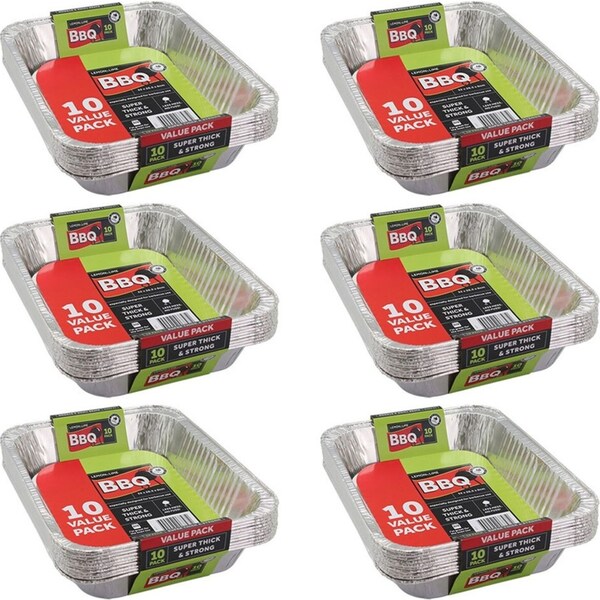 60pc Lemon & Lime 32x26.5x6cm Aluminium Foil Tray BBQ/Oven Roasting/Baking Tray