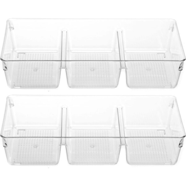 2PK Boxsweden Crystal Storage Tray Organiser BPA Free Plastic Container Clear