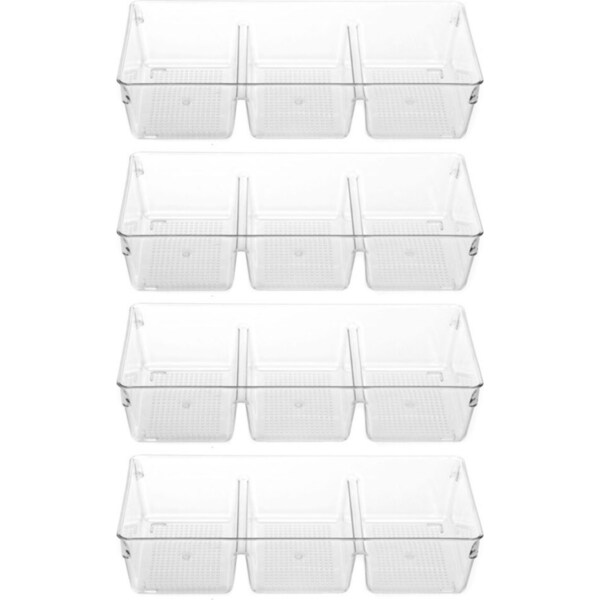 4PK Boxsweden Crystal Storage Tray Organiser BPA Free Plastic Container Clear