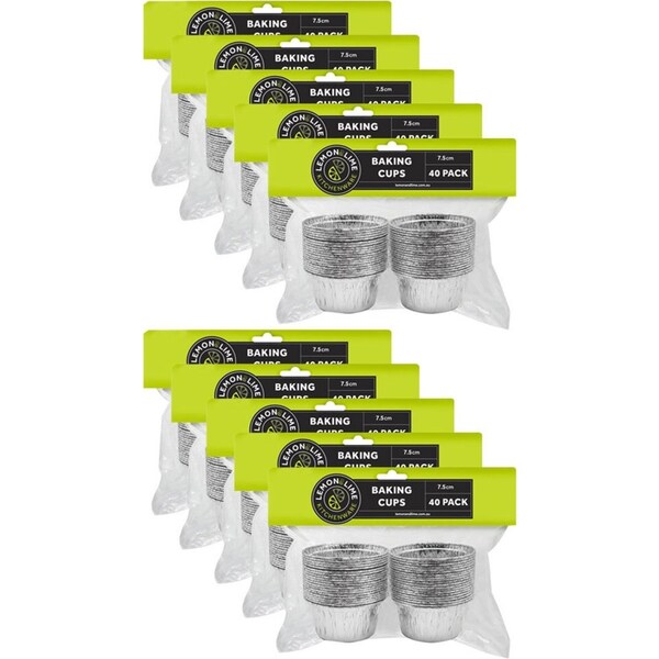 10x 40PK Lemon & Lime 7.5cm Aluminium Oven Baking Cups Round Cupcake Mould/Mold