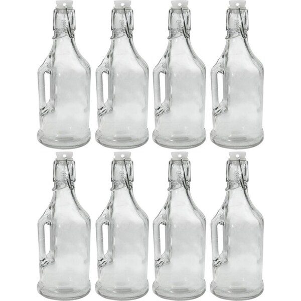 8PK Lemon & Lime 350ml Jar/Jug Drink Container w/ Clip Lock Lid Glass Bottle CLR