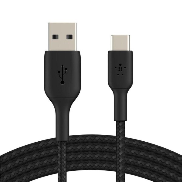 Belkin 15cm USB-A to USB-C Sync Charging Cable Braided for Smartphones Black