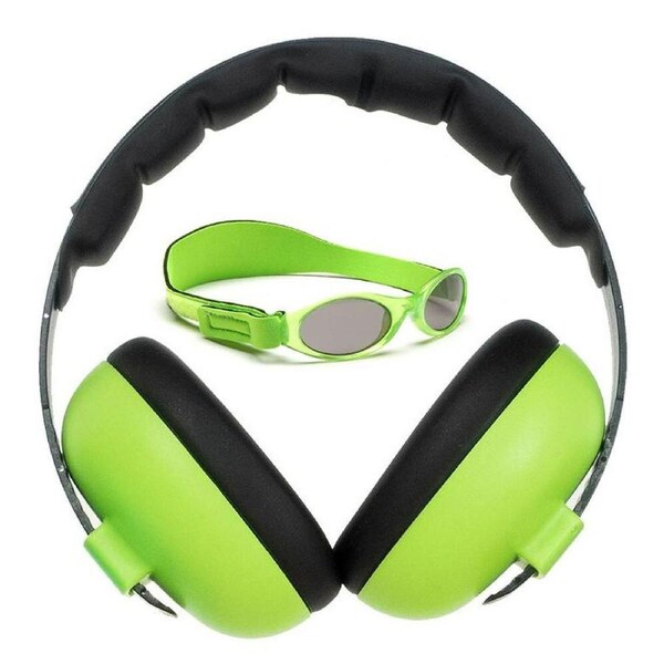 2pc Banz Careware Baby/Kids Sunglasses/Earmuff Ear Protection Combo Peridot/Lime