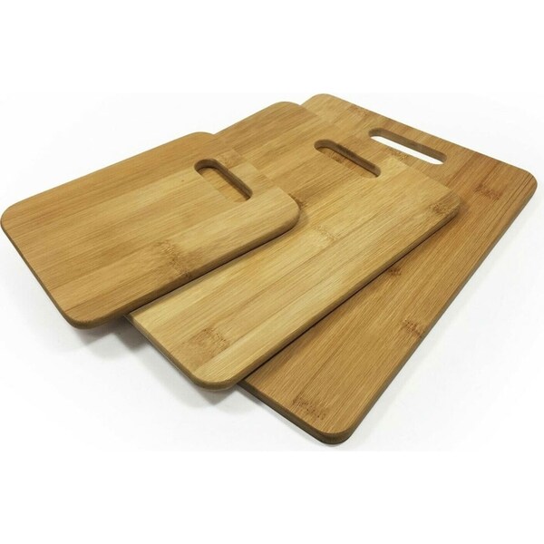 3PK Bamboo Chopping Cutting Boards Kitchen Wooden Serving Board Platter Brown