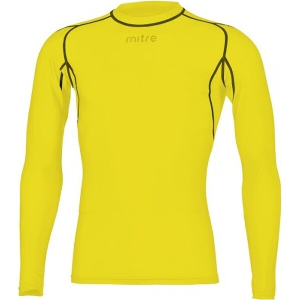 Mitre Neutron Base Layer Yellow Compression LS Top Size SM Mens Gym/Sportswear