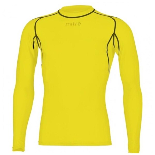 Mitre Neutron Base Layer Yellow Compression LS Top Size XL Mens Gym/Sportswear