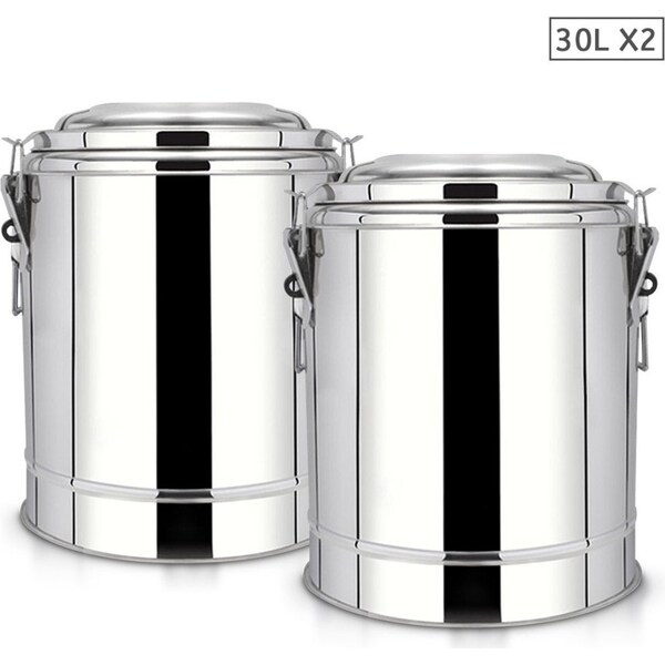 SOGA 2X 30L Stainless Steel Insulated Stock Pot Hot & Cold Beverage Container