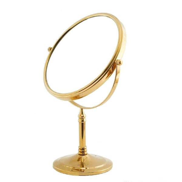 Dolphy 8-Inch Dual-Sided 5X Tabletop Magnifying Mirror - 1X/5X Magnification, 360 Swivel, Freestanding Makeup Mirror - Elegant Golden Finish