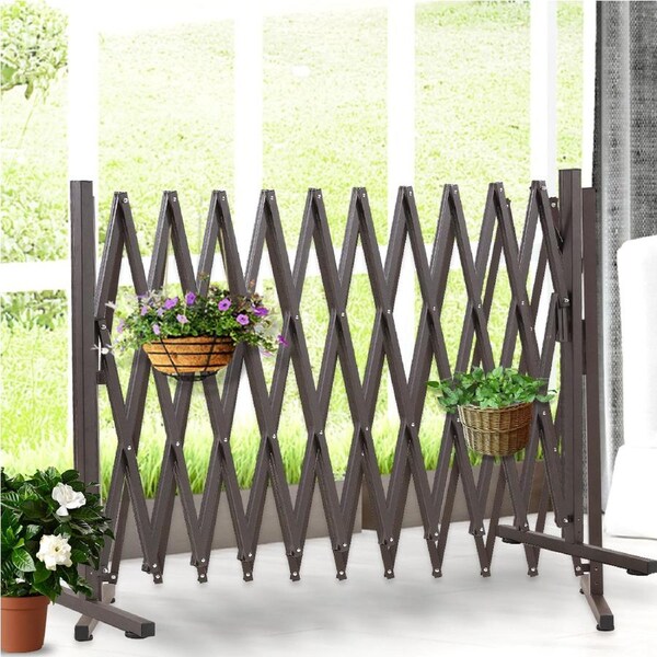 Traderight Expandable Garden Gate Metal Brown 330 x 97cm