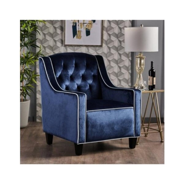 Milan Two Tone Tufted Cobalt New Velvet Club Armchair