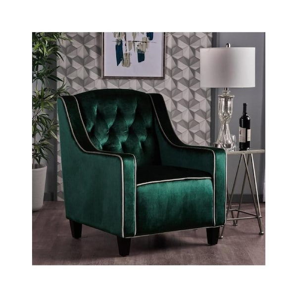 Milan Two Tone Tufted Emerald New Velvet Club Armchair