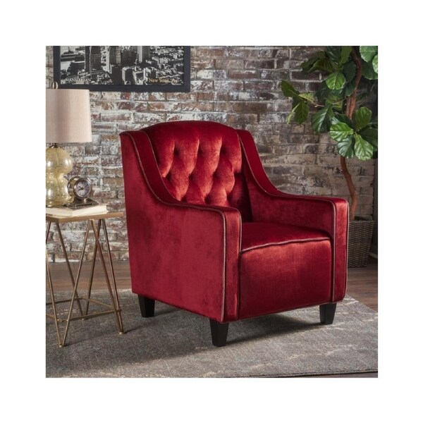 Milan Two Tone Tufted Garnet New Velvet Club Armchair