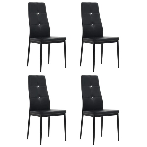 Dining Chairs 4 pcs Black Faux Leather vidaXL