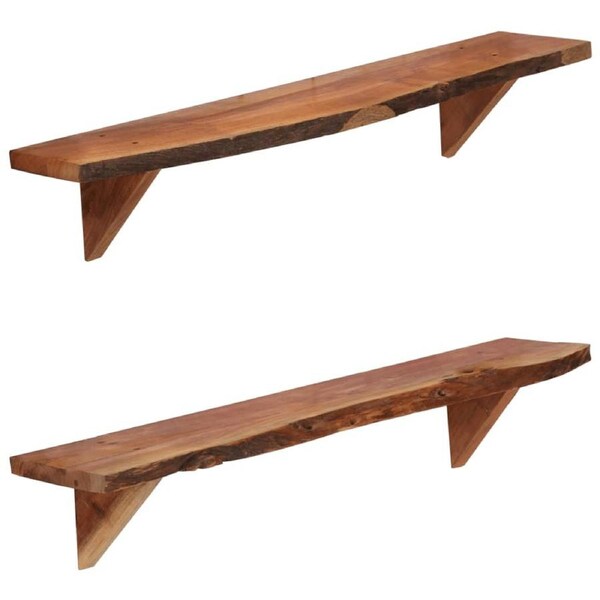 Wall Shelves 2 pcs 90x20x18 cm Solid Acacia Wood vidaXL