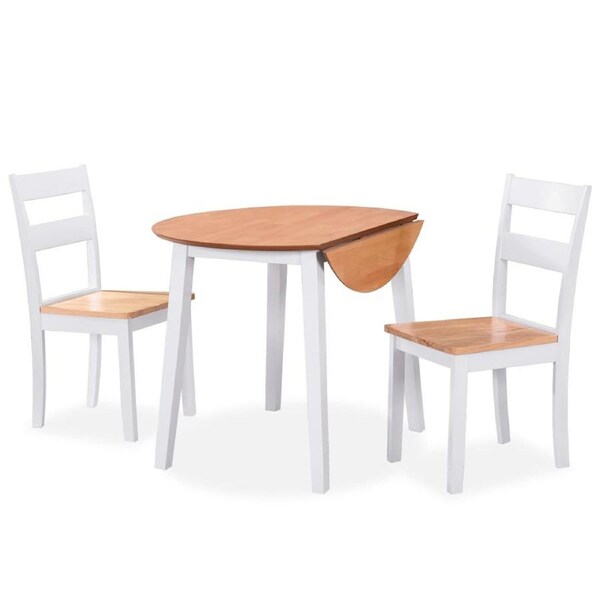 Dining Set 3 Pieces MDF and Rubberwood White vidaXL