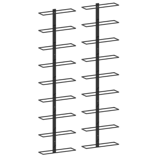 Wall-mounted Wine Racks for 18 Bottles 2 pcs Black Iron vidaXL