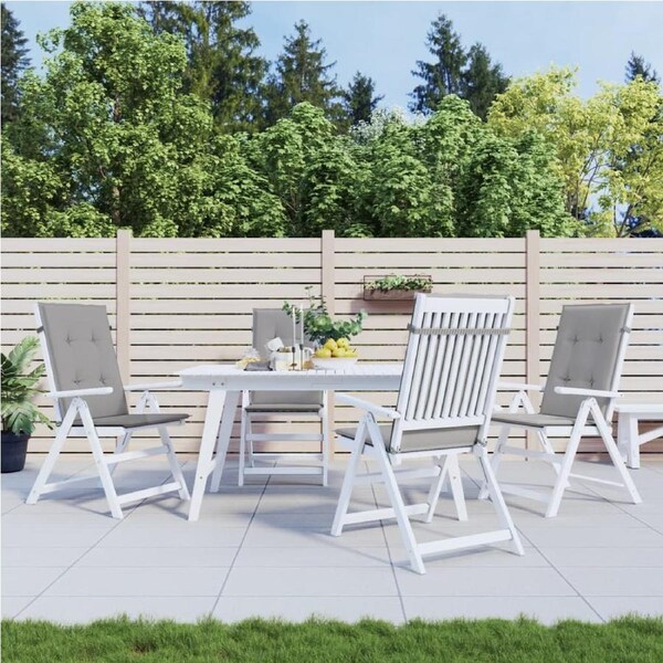 Garden Highback Chair Cushions 4 pcs Grey 120x50x3 cm Fabric vidaXL
