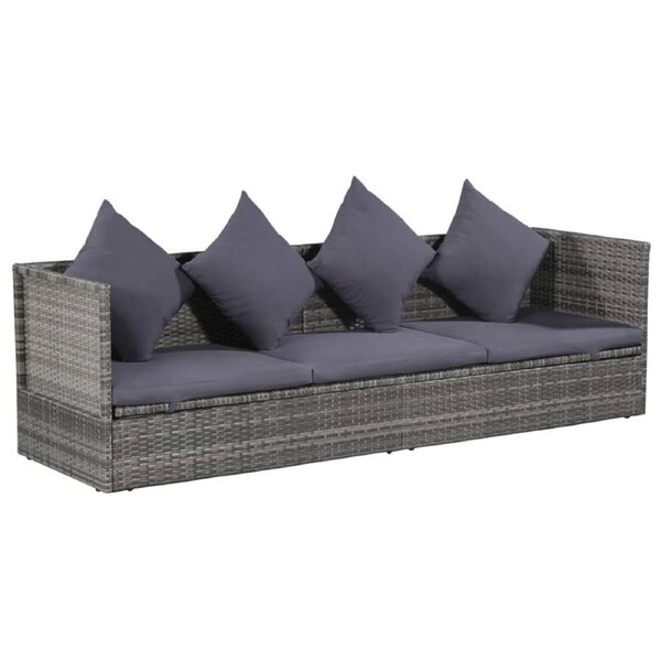 Garden Bed Grey 200x60 cm Poly Rattan vidaXL
