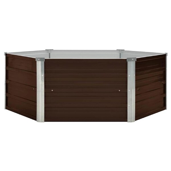 Raised Garden Bed Brown 129x129x45 cm Galvanised Steel vidaXL