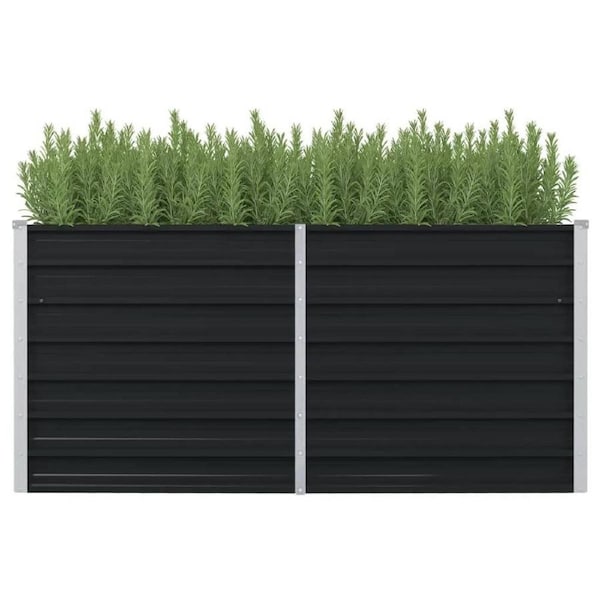 Raised Garden Bed Anthracite 160x80x77 cm Galvanised Steel vidaXL