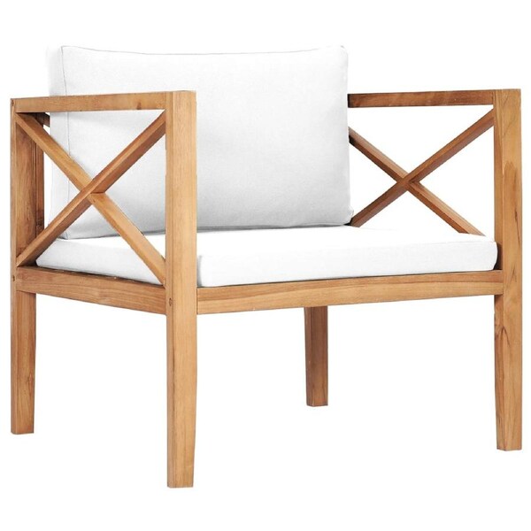 Garden Chair with Cream Cushions Solid Teak Wood vidaXL