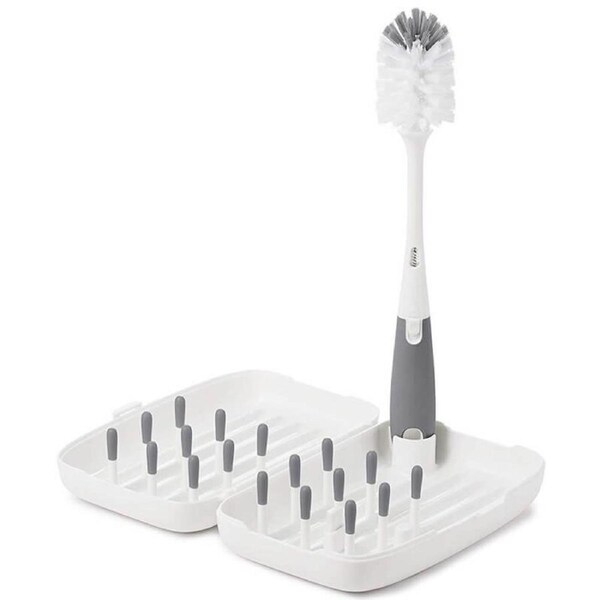 OXO Tot On-The-Go Drying Rack with Bottle Brush - Grey