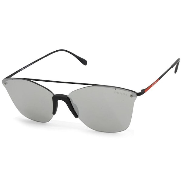 Prada Sports Black/Silver Mirror Flat Women's Sunglasses PS52US DG02B0