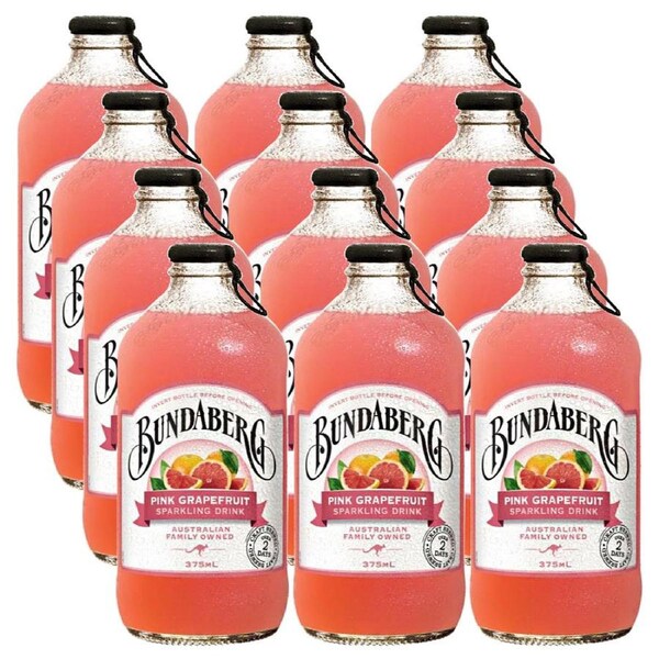 Bundaberg 375Ml Sparkling Drink Pink Grapefruit 12 Pack