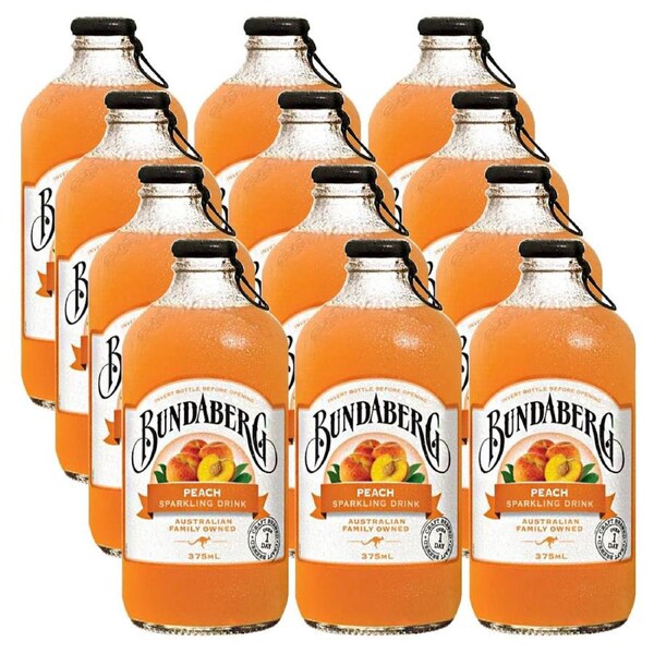 Bundaberg 375Ml Sparkling Drink Peach 12 Pack