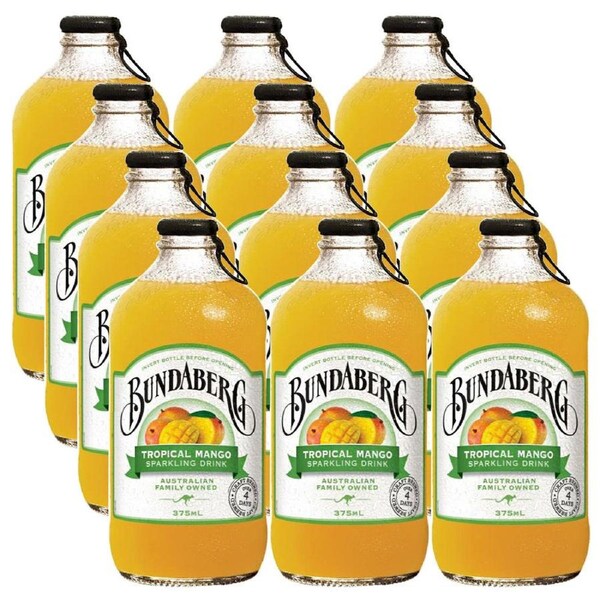 Bundaberg 375Ml Sparkling Drink Tropical Mango 12 Pack