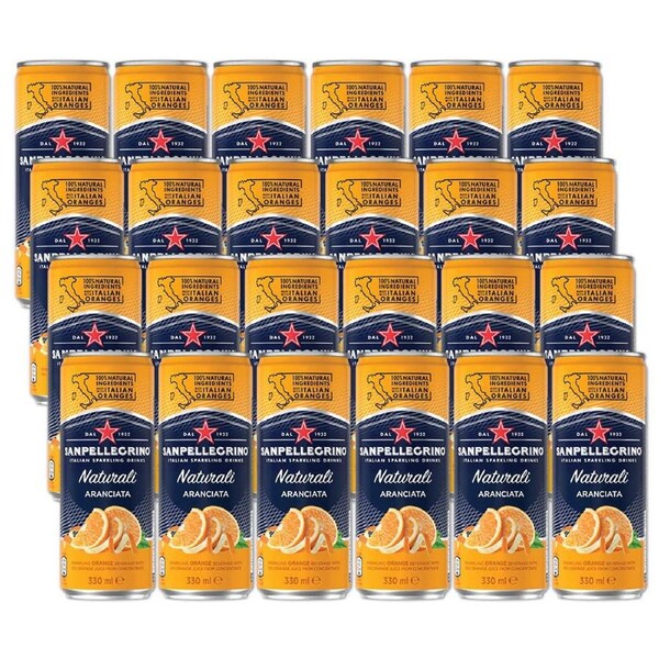 San Pellegrino 330Ml Sparkling Drink Aranciata Cans 24 Pack