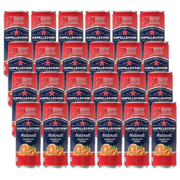 San Pellegrino 330Ml Sparkling Drink Aranciata Rossa Cans 24 Pack