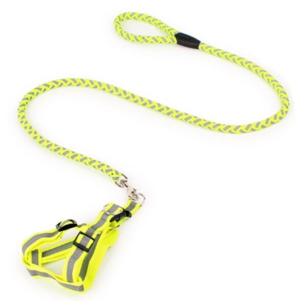 Pet Lead Safety Chain Chest Strap Collar Dog Walk Leash Night Reflection Rope Green / Small