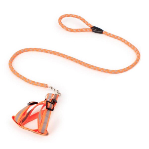 Pet Lead Safety Chain Chest Strap Collar Dog Walk Leash Night Reflection Rope Orange / Large