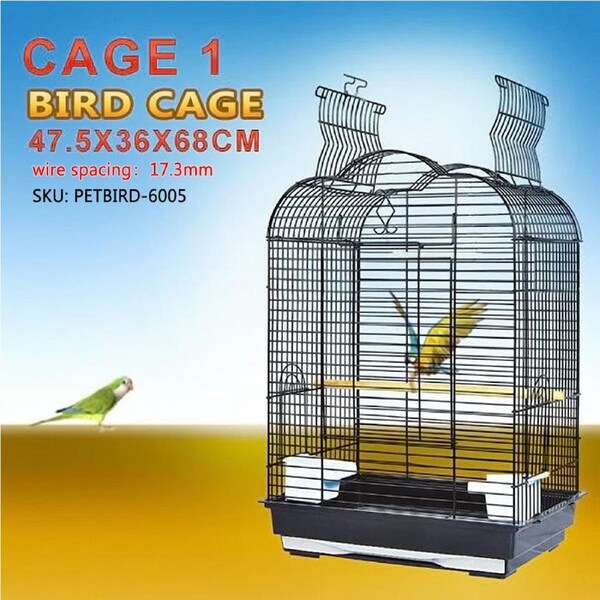 Salesbay Pet Bird Cage Canary Budgie Finch Perch Black Portable w/ Perches Cage1