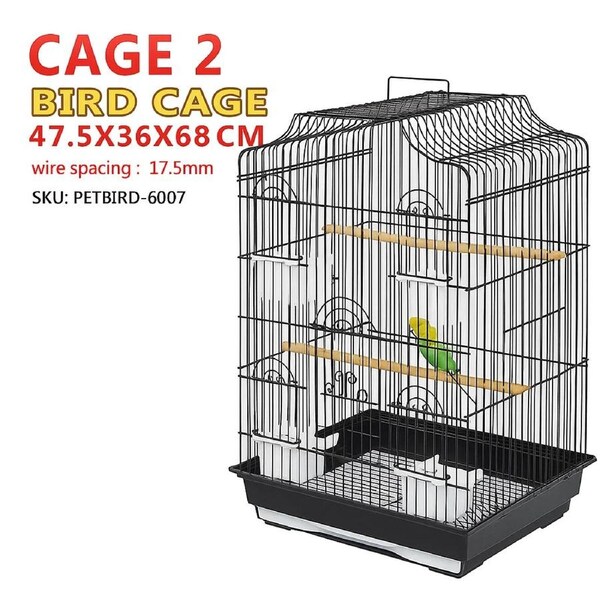 Salesbay Pet Bird Cage Canary Budgie Finch Perch Black Portable w/ Perches Cage2