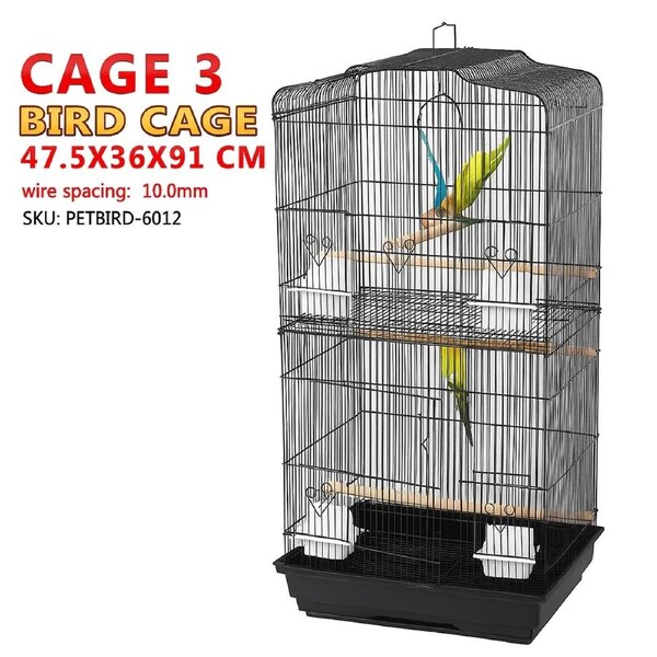 Salesbay Pet Bird Cage Canary Budgie Finch Perch Black Portable w/ Perches Cage3